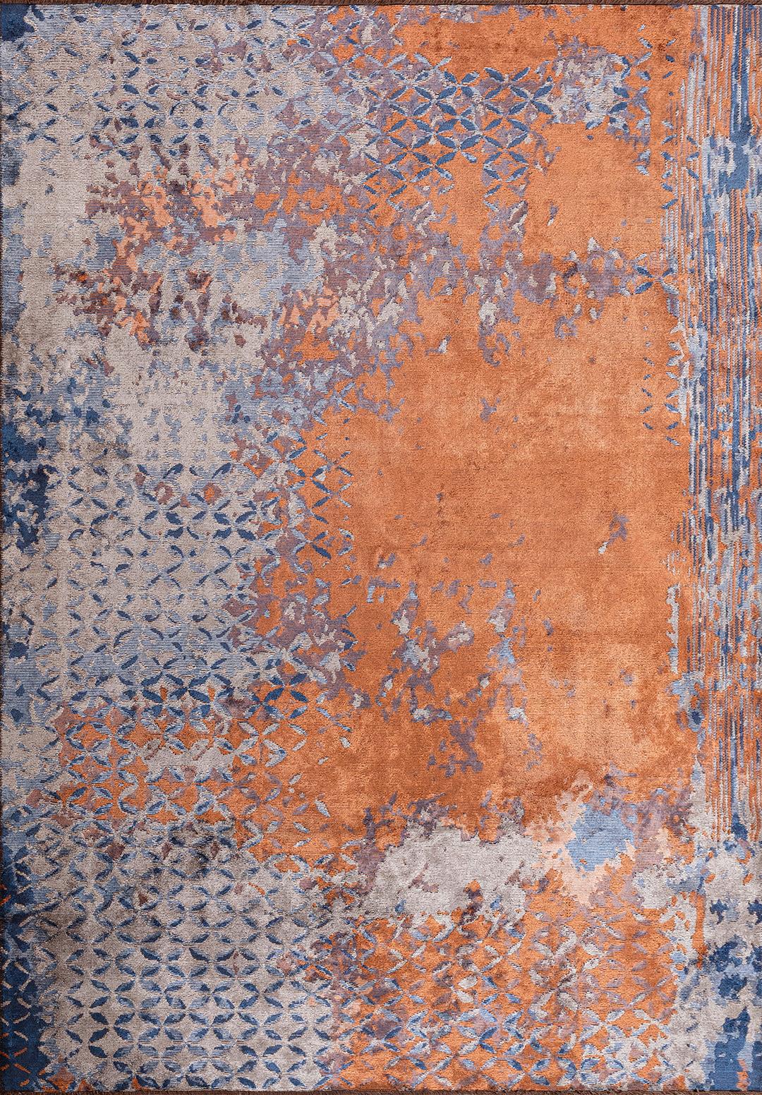 BLOOM TERRA - LIGHT GREY - NAVY BLUE RUG